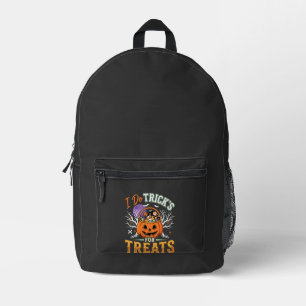 Halloween I Do Tricks for Treats Pumpkin Printed Backpack