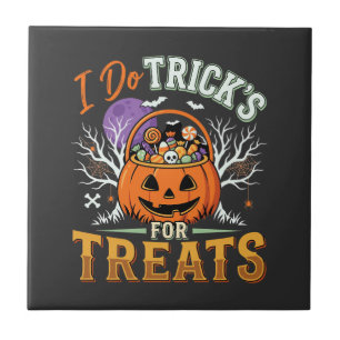 Halloween I Do Tricks for Treats Pumpkin Tile