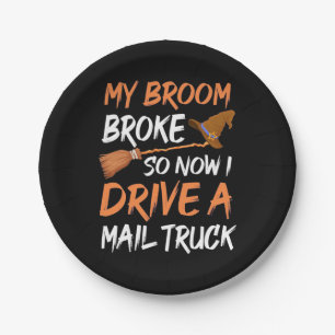 Halloween I Drive A Mail Truck Paper Plate