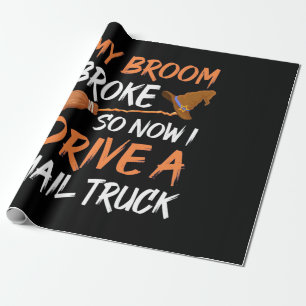 Halloween I Drive A Mail Truck Wrapping Paper