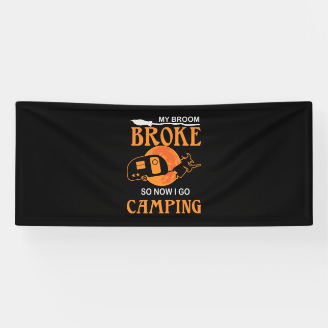 Halloween I Go Camping Birthday Banner (Horizontal)