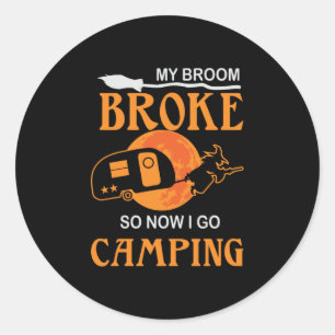 Halloween I Go Camping Birthday Classic Round Sticker