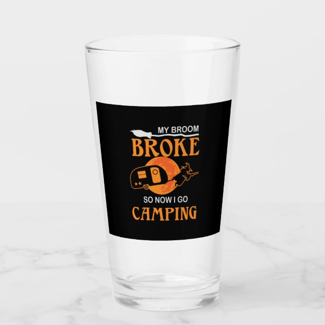Halloween I Go Camping Birthday Glass (Front)