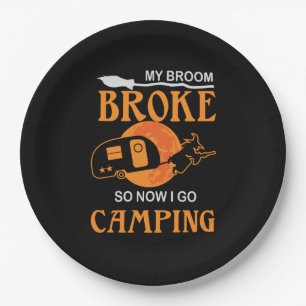 Halloween I Go Camping Birthday Paper Plate