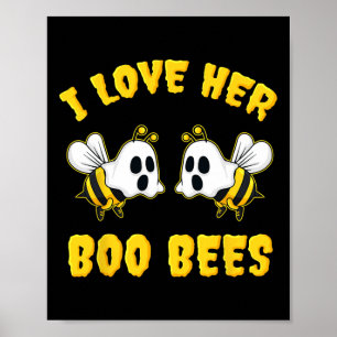 Halloween I Love Her Boo Bees Fun Poster