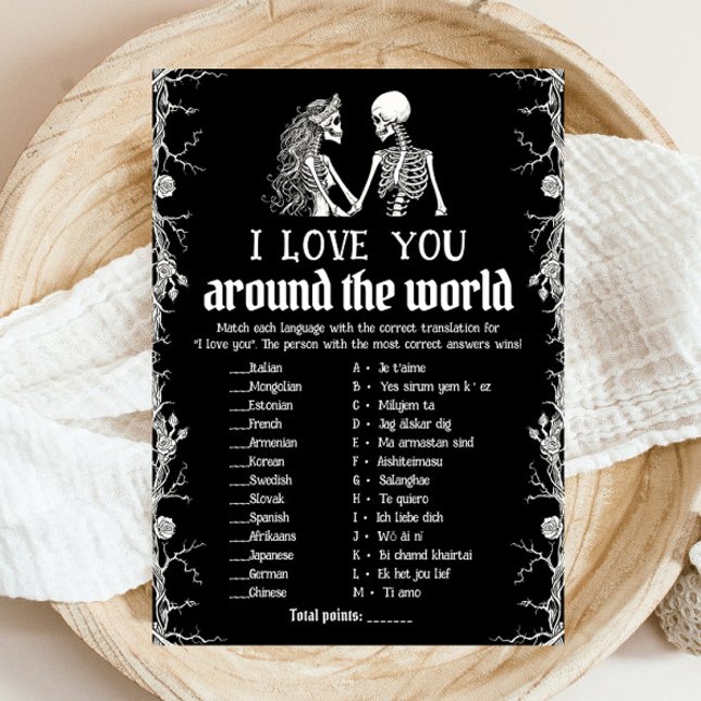 Halloween I Love You Around the World Bridal Game Invitation (Black Halloween I Love You Around the World Bridal Game)