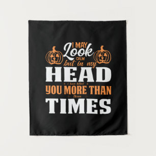 Halloween I May Look Calm Birthday Tapestry