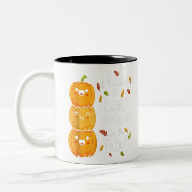 Halloween I Teach The Cutest Pumpkins In Patch Two-Tone Coffee Mug (Left)