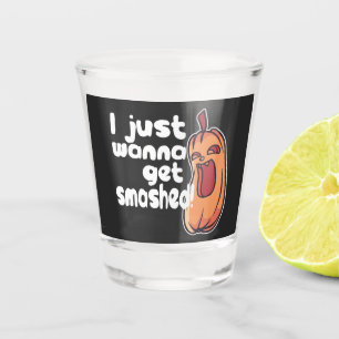 Halloween I Wanna Get Smashed Pumpkin Humour Shot Glass
