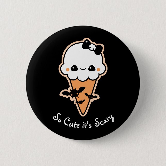 Halloween Ice Cream Cone with Bats 6 Cm Round Badge (Front)