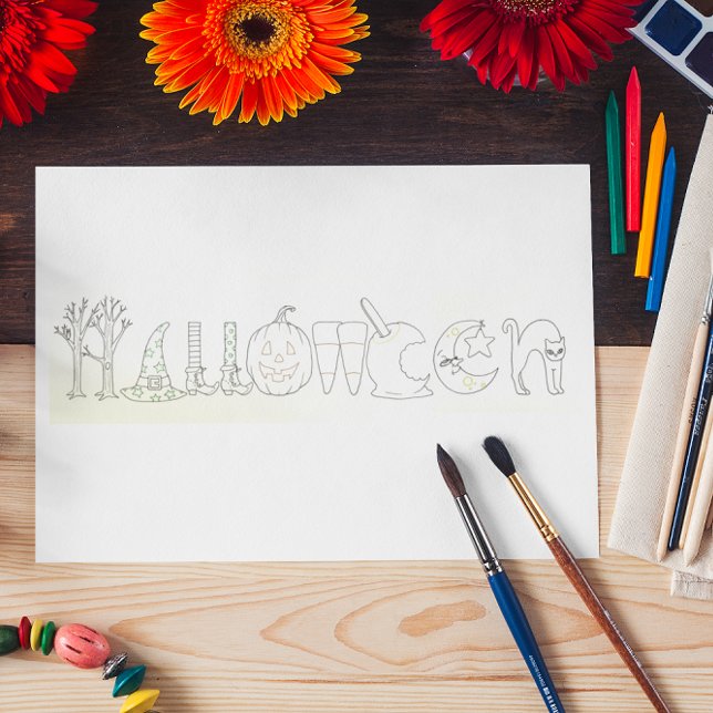 Halloween Icons Colouring Book Postcard (Creator Uploaded)