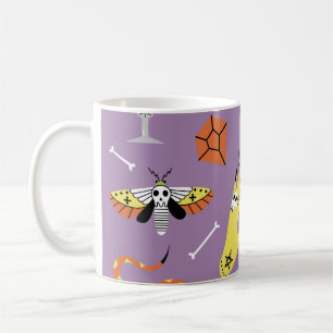 Halloween icons, hand-drawn vintage set. coffee mug