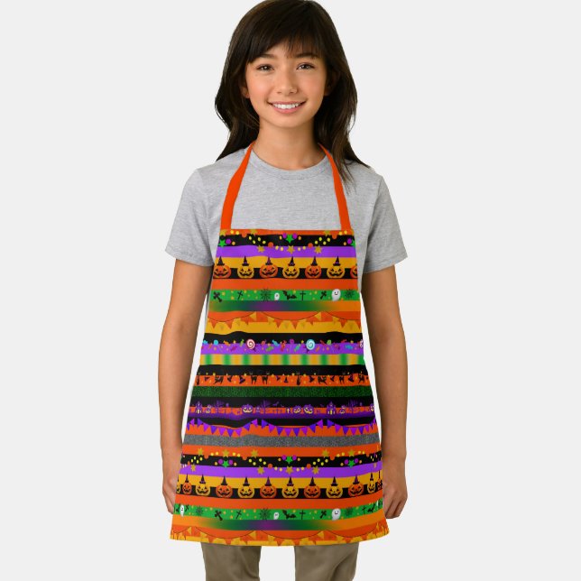 Halloween Icons Striped Apron (Insitu)