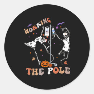 Halloween Icu Er Nurse Working The Le Skeleton Dan Classic Round Sticker