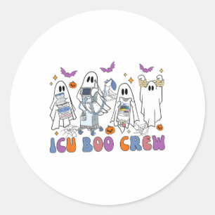 Halloween Icu Nurse Retro Icu Boo Crew Boo Ghosts Classic Round Sticker