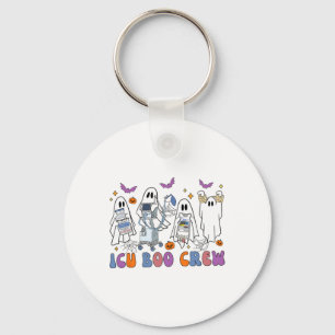 Halloween Icu Nurse Retro Icu Boo Crew Boo Ghosts Key Ring