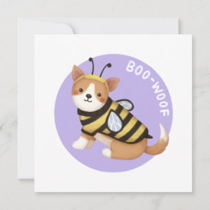 Halloween Illustration: Boo-Woof (Welsh Corgi) Holiday Card