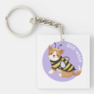 Halloween Illustration: Boo-Woof (Welsh Corgi) Key Ring