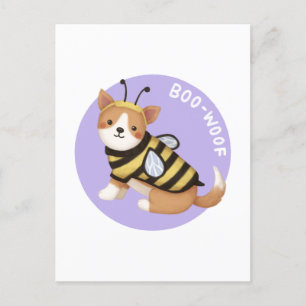 Halloween Illustration: Boo-Woof (Welsh Corgi) Postcard