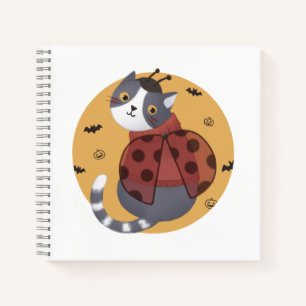 Halloween Illustration: Ladybug Cat Notebook