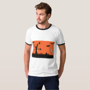 Halloween Illustration Men's Basic Ringer T-Shirt
