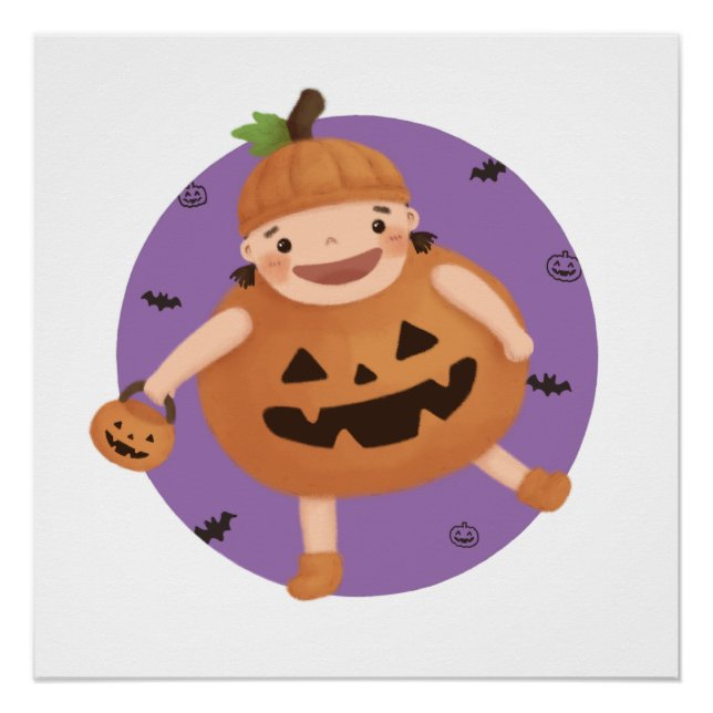 Halloween Illustration: Pumpkin Girl Poster (Front)