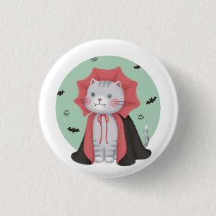 Halloween Illustration: Vampire Cat 3 Cm Round Badge