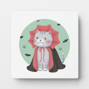 Halloween Illustration: Vampire Cat Plaque