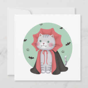 Halloween Illustration: Vampire Cat Thank You Card