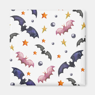 Halloween illustration with bats and stars magnet