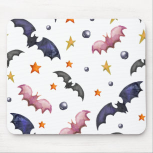 Halloween illustration with bats and stars mouse mat