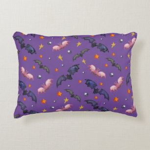 Halloween illustration with bats and stars tote ba decorative cushion
