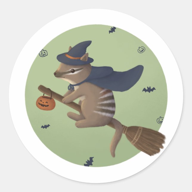 Halloween Illustration: Wizard Numbat Classic Round Sticker (Front)