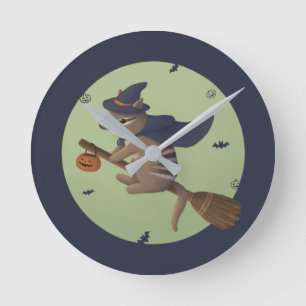 Halloween Illustration: Wizard Numbat Round Clock