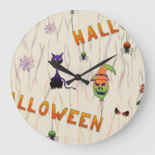 Halloween Illustrations Large Clock