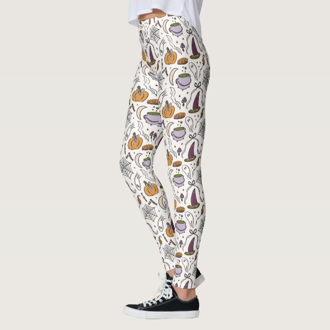 Halloween Illustrations Pattern Leggings (Left)