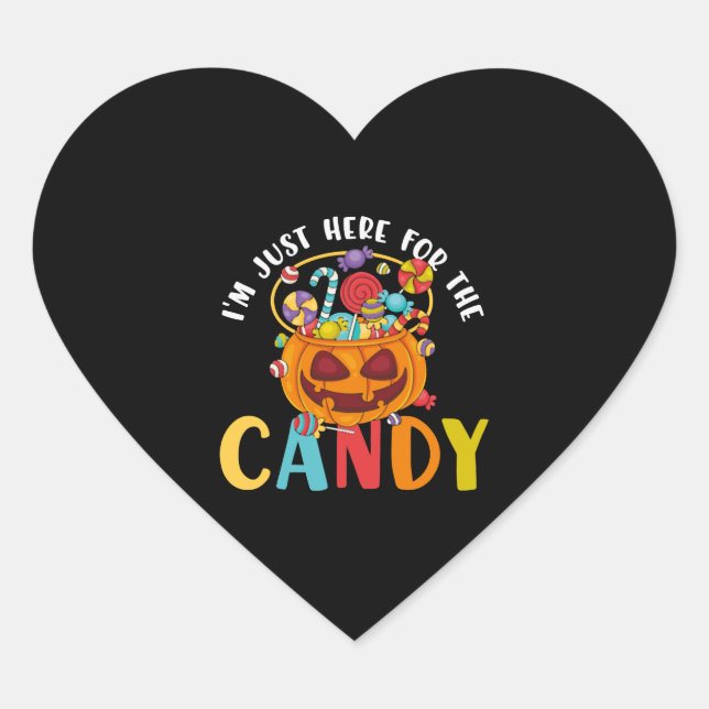 Halloween I'm Just Here for the Candy Heart Sticker (Front)