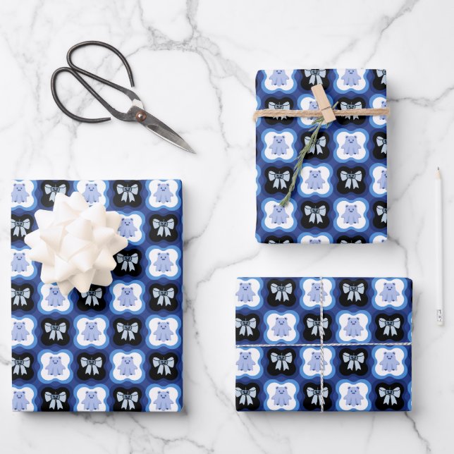 Halloween In Blue Wrapping Paper Sheet (Front)
