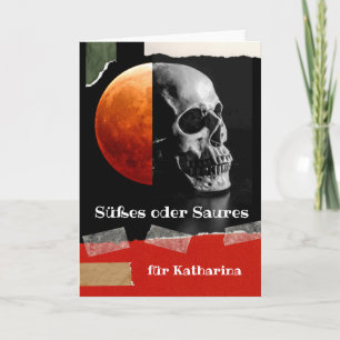 Halloween in German Sweets or Sours with Skull Card