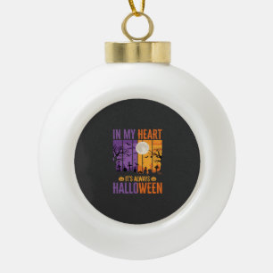 Halloween In My Heart Spooky Cemetery Ceramic Ball Christmas Ornament