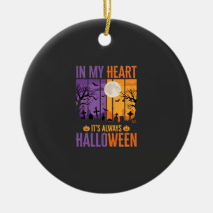 Halloween In My Heart Spooky Cemetery Ceramic Tree Decoration
