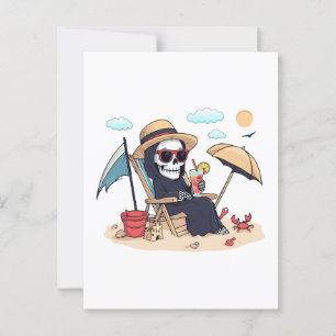 Halloween in Summer – Grim Reaper on the Beach Postcard