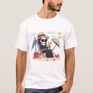 Halloween in Summer – Grim Reaper on the Beach T-Shirt