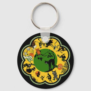Halloween in the Round Key Ring