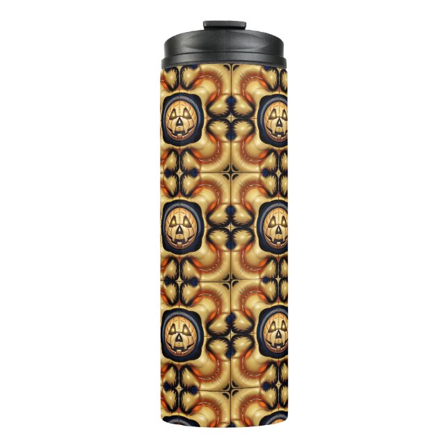 Halloween Inflated Puff Pumpkin Face Design Thermal Tumbler (Front)