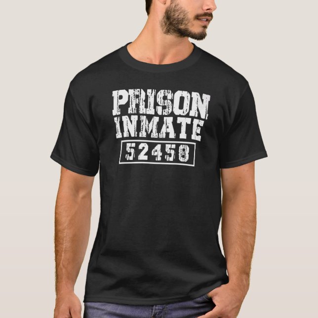 Halloween Inmate Prison Men Women Suit Lazy Costum T-Shirt (Front)