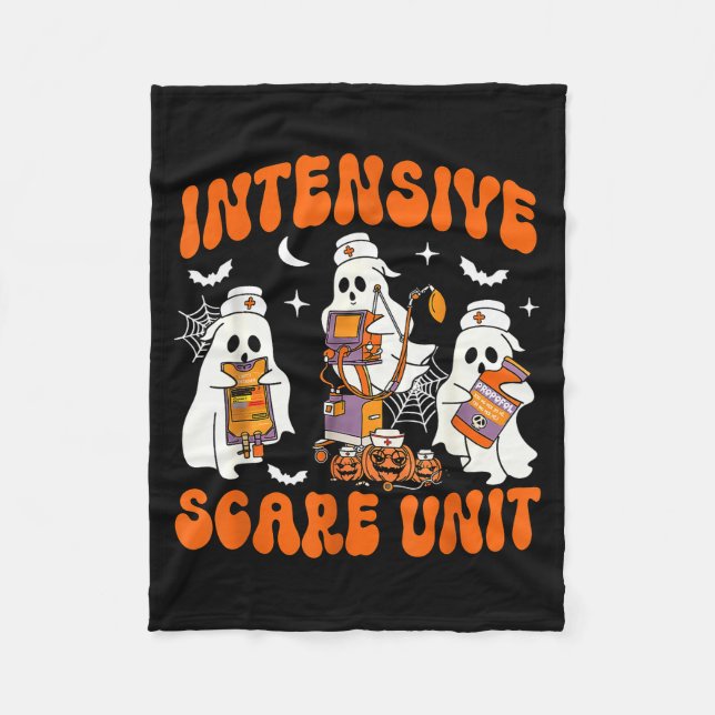 Halloween Intensive Care E Unit Ghost Nurse Icu Nu Fleece Blanket (Front)