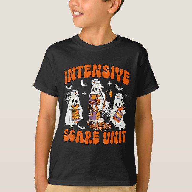 Halloween Intensive Care E Unit Ghost Nurse Icu Nu T-Shirt (Front)