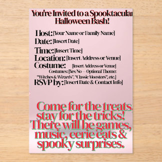 Halloween invitation Acrylic Invitation