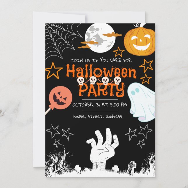 Halloween Invitation / Adult Halloween Party. (Front)